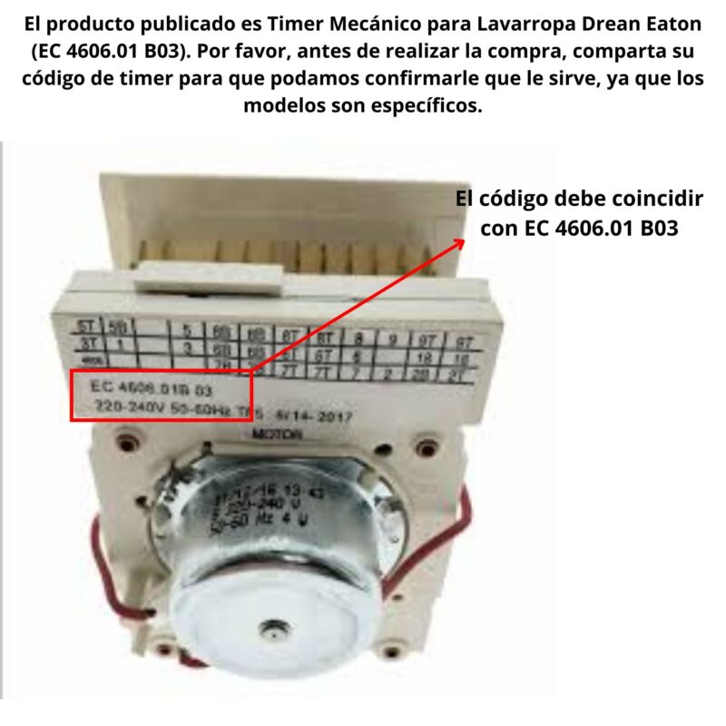 Timer Mecanico P/ Lavarropa Drean Eaton Ec 4606.01 - Image 3