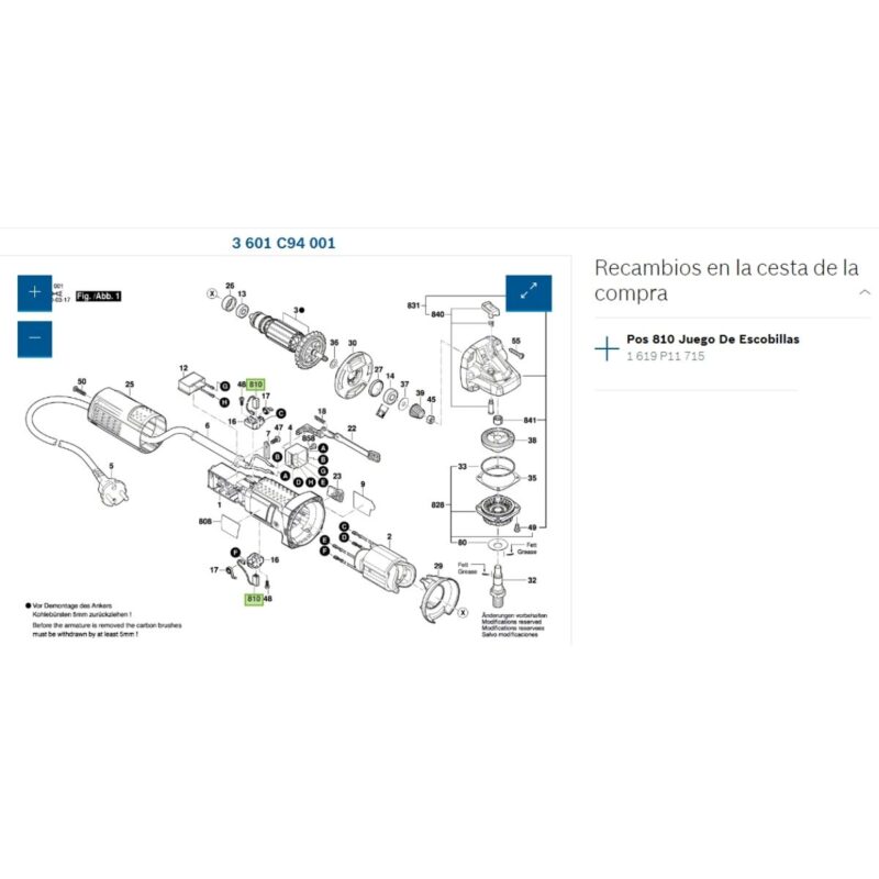 Carbones Originales Para Amoladora Gws 7-115 Bosch 1617.P11.715-000